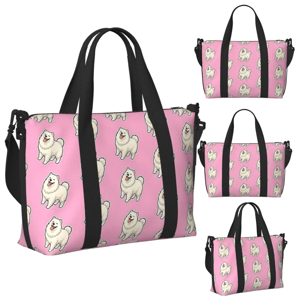 

Custom Samoyed Design For Dog Lovers Beach Travel Bag Large Capacity Tote Bags for Gym Yoga Women Shopping Duffle Shoulder Bag