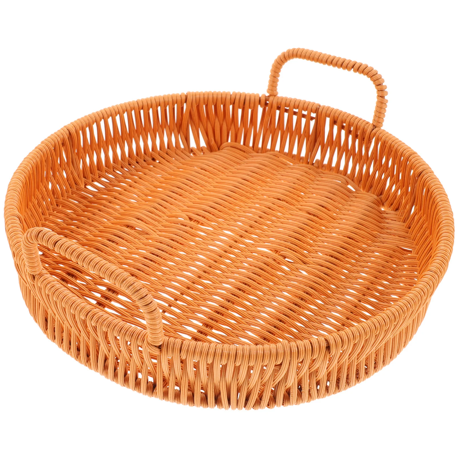 

Storage Basket Woven Fruit Bread Holder Multi-Function Kitchen Organizer Imitation Rattan Sundries Holder Round Natural