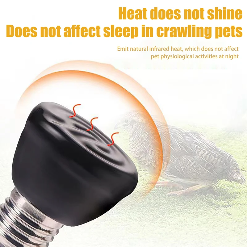 SI1Pc Haustier-Wärmelampe Brutlicht für Hühner Schildkröten Eidechsen Reptilien 20-80W 220-240V Ferninfrarot-Heizlampe Schwarze Keramik E27
