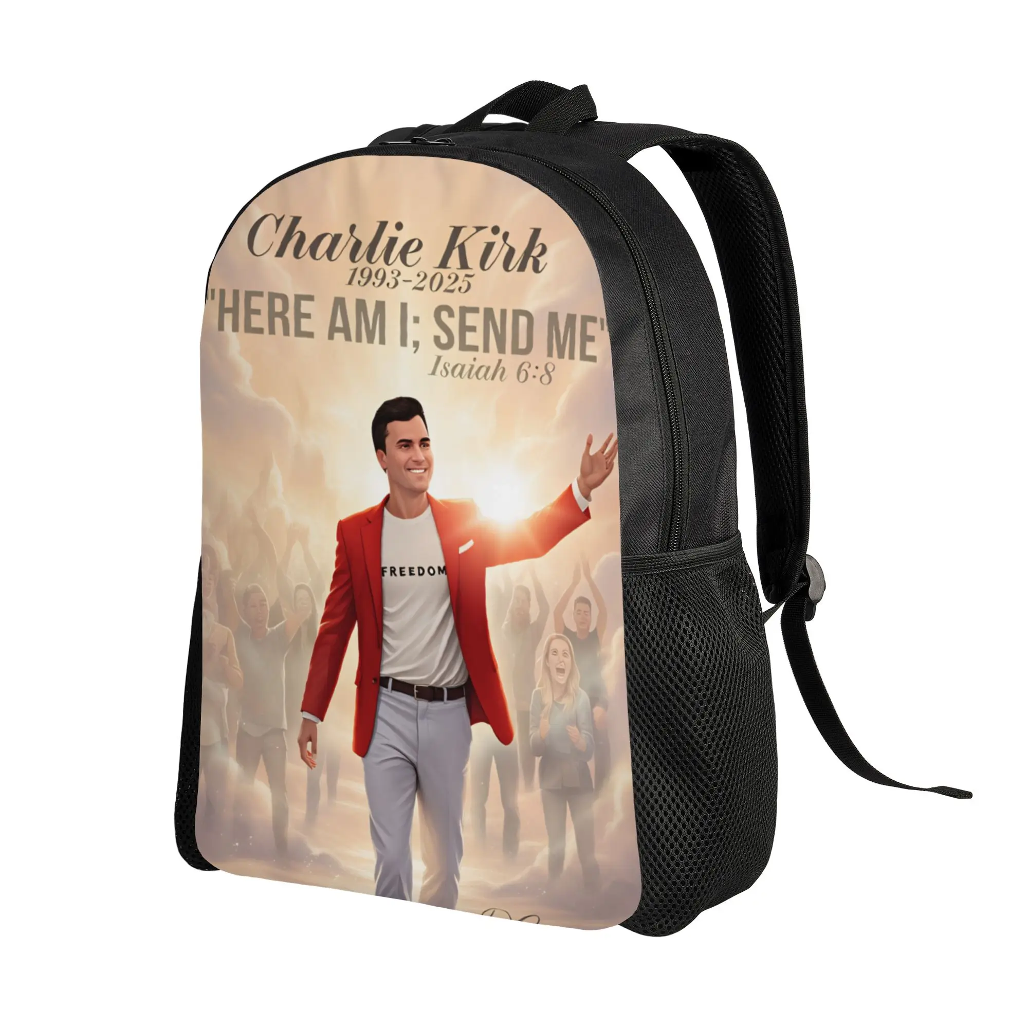 Charlie Kirk Angelic Advocate Backpack Female  Lightweight Backpacks Polyester Kawaii High School Bags Travel Colorful Rucksack