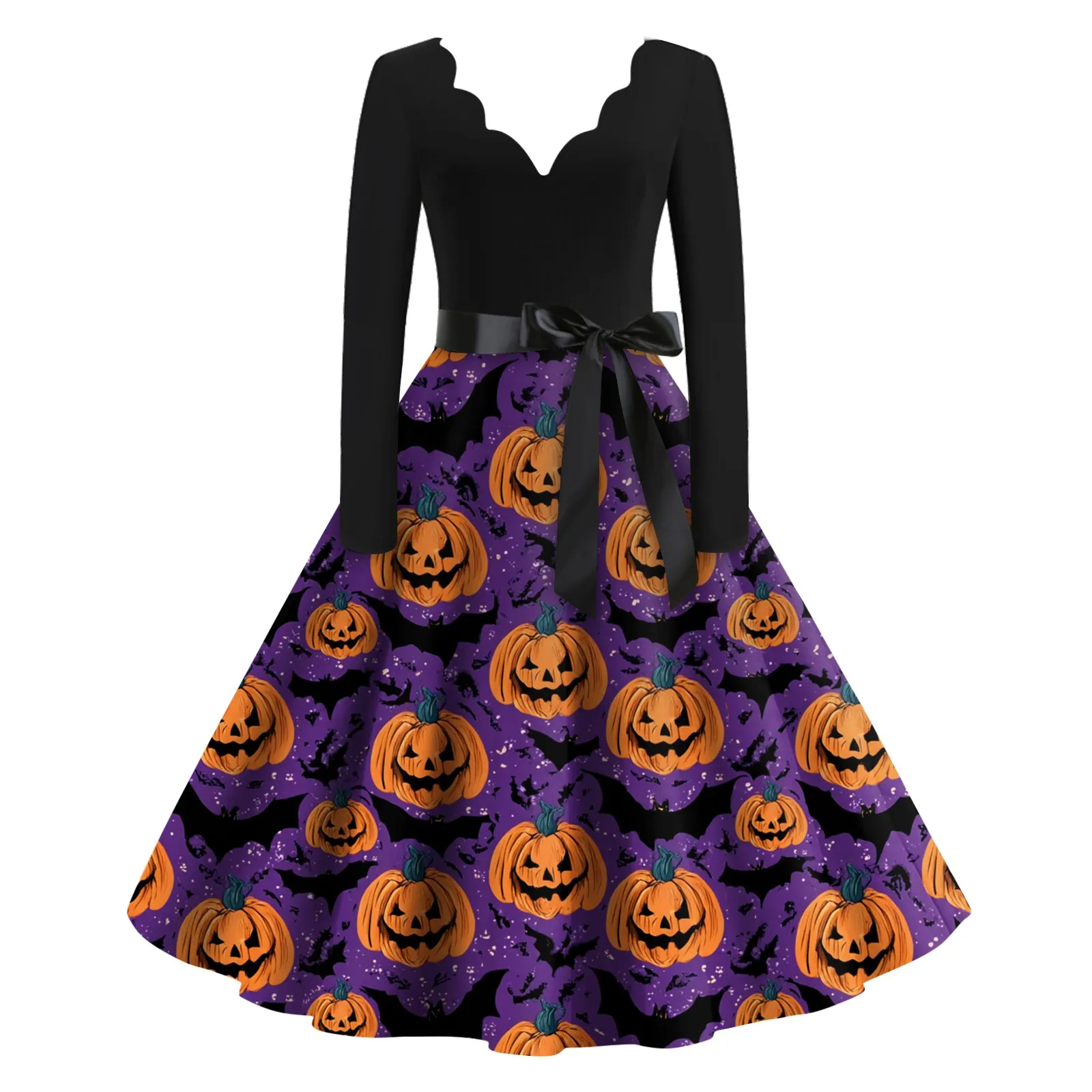Moda casual feminina quente halloween impresso com decote em v vestido vintage vestidos mujer veranoa 2025 roupas femininas vestidos femininos