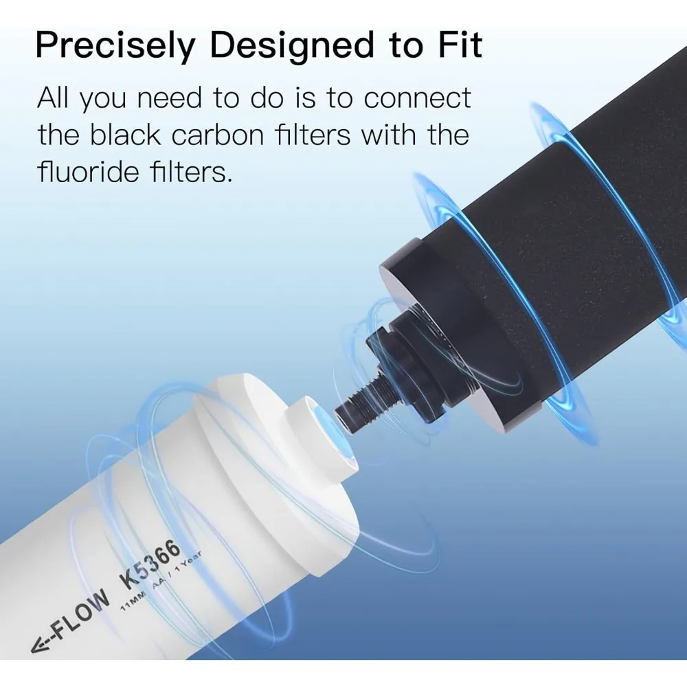توصيل مجاني - استبدال فلتر المياه، يتضمن 4 فلاتر سوداء و4 فلورايد، 3.4 بوصة عمق × 10.4 بوصة عرض × 12.5 بوصة ارتفاع - عرض ساخن #6