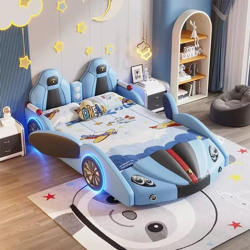 Modern New Design Car Bed for Kids High Quality Children Bed Set for Home Light Luxury king Size Leather Car Shaped Child Bed