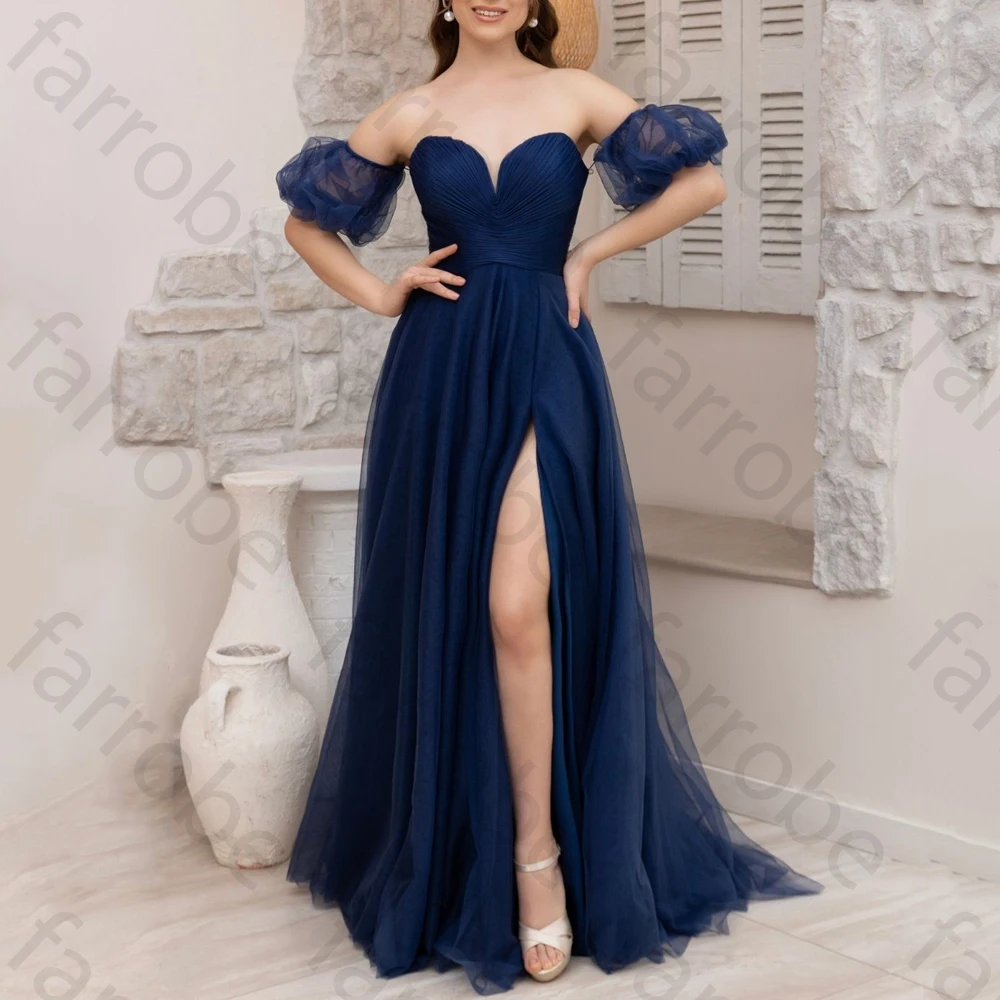 

Сексуальные вечерние платья с открытыми плечами и пышными рукавами, платье знаменитости с разрезом по бокам, изысканные платья высокого качества для выпускного вечера по индивидуальному заказу