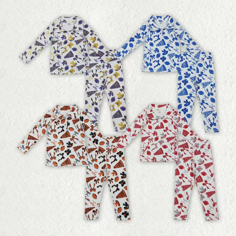 

z1110-19 GT1226+P0848 Wholesale Boutique kids clothes girl yoga bow long-sleeved pant pajamas Set Autumn Children clothing