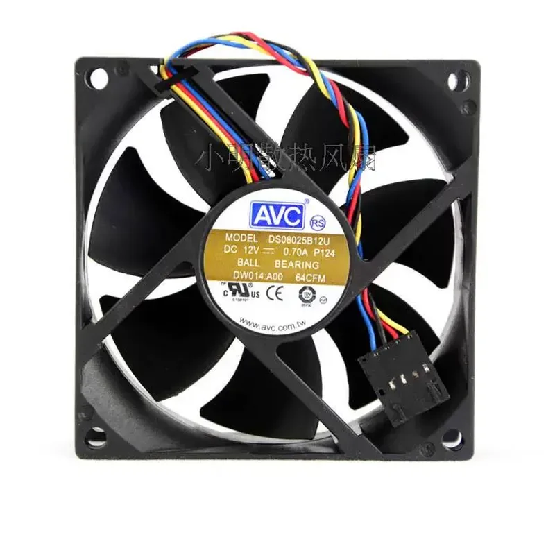 Genuine AVC 8025 12V 0.70A DS08025B12U P124 Double Ball Bearing High Airflow Fan for Electronic Equipment Cooling