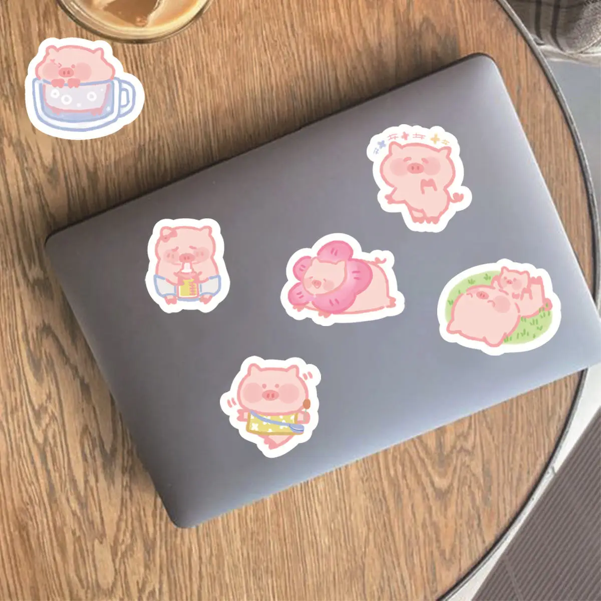 Etori Life 40 PCS PVC Cartoon Cute Animal Pink Lazy Pig Student DIY Laptops,Cups,Scrapbooks,Stationery Decoration Stickers