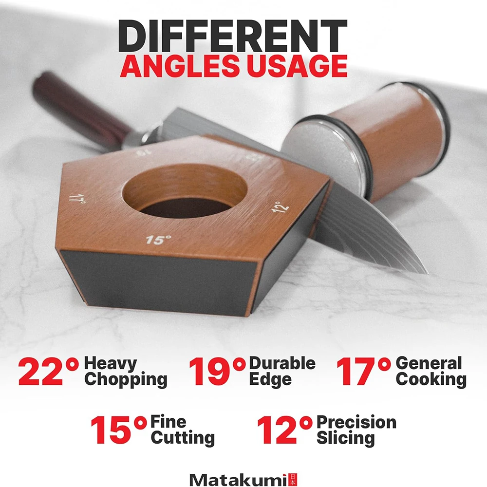 5 Angle Rolling Knife Sharpener 12/15/18/20/22° Knives Sharpeners Magnet Base Wooden Accessory Diamond Grit 240-10000# Kitchen view 5