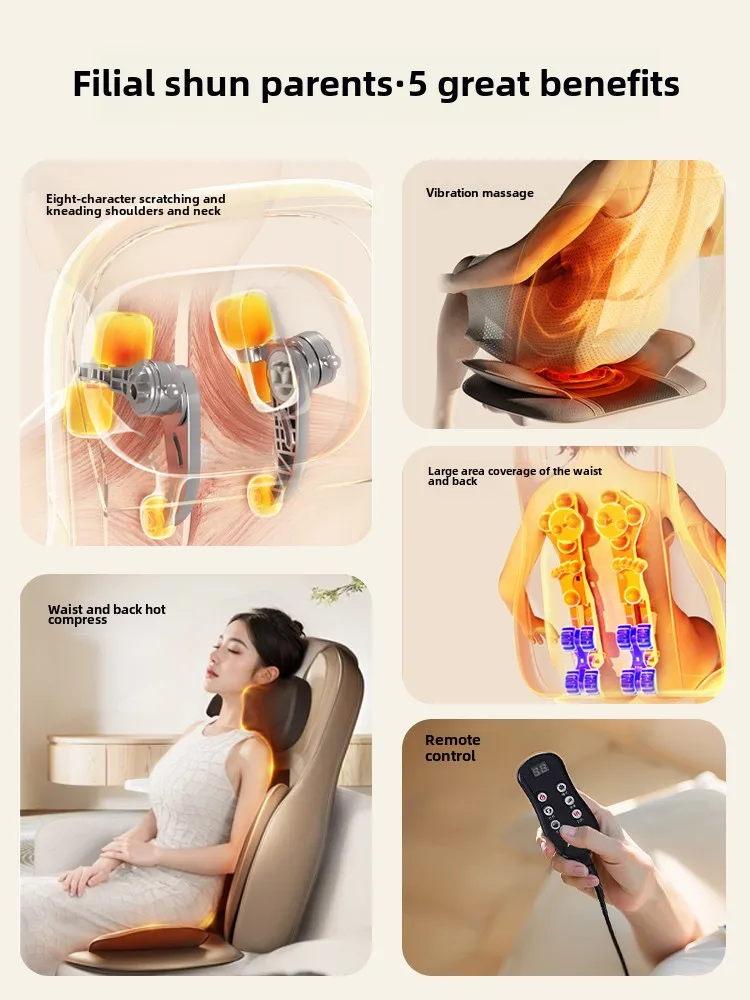 Multifunctional Massage Chair Cushion, Kneading Massager for Shoulder, Cervical, Waist and Back