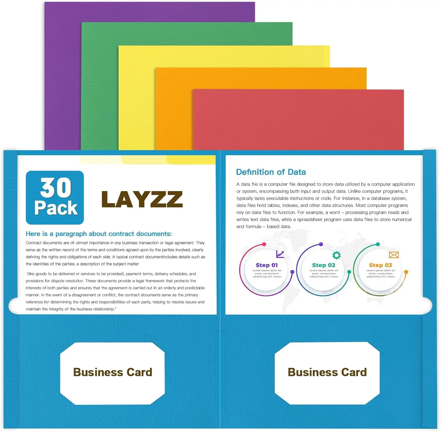 

30 Pack Paper Pocket Folders with 2 Pockets, Fits Letter Size, Assorted Colors for School Office Home