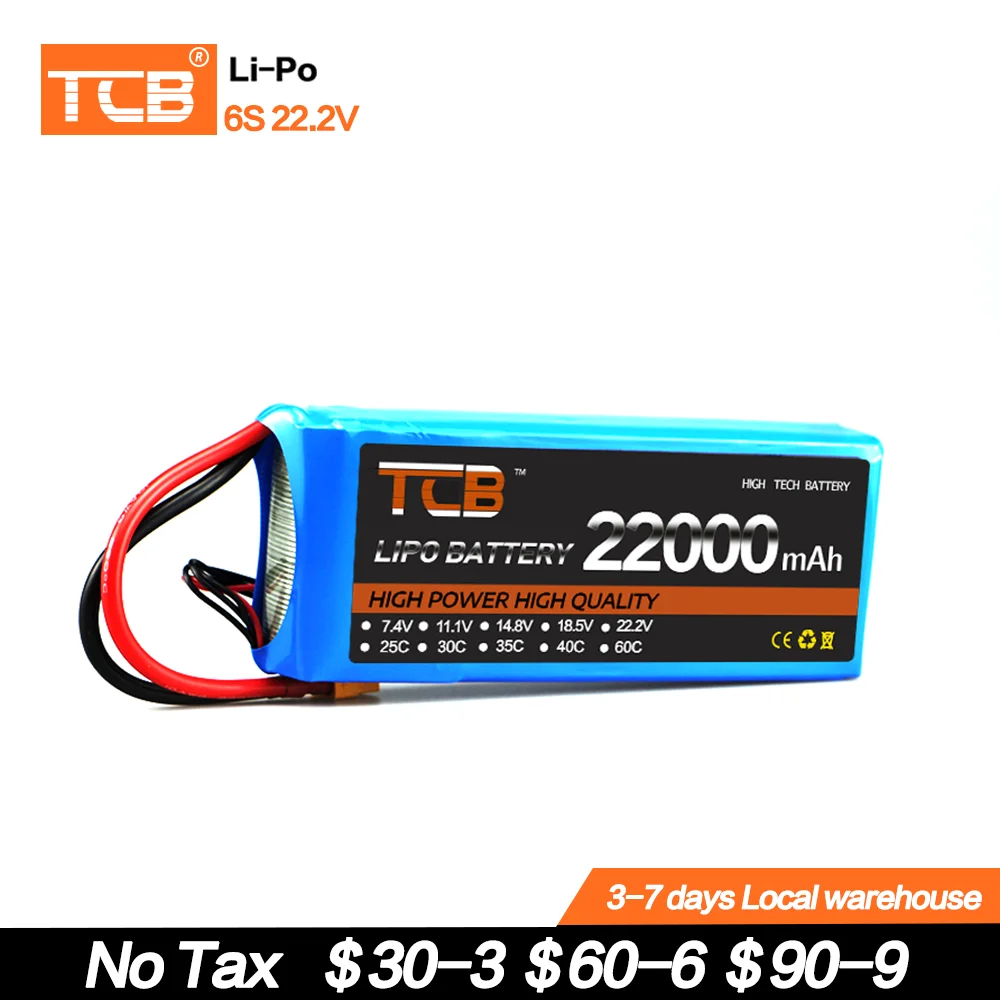 

TCB RC LiPo Battery 6S 22.2V 22000mAh 25C For RC Car Airplane Tank Drone Toy Models 6s RC Batteries Agricultural Aircraft LiPo