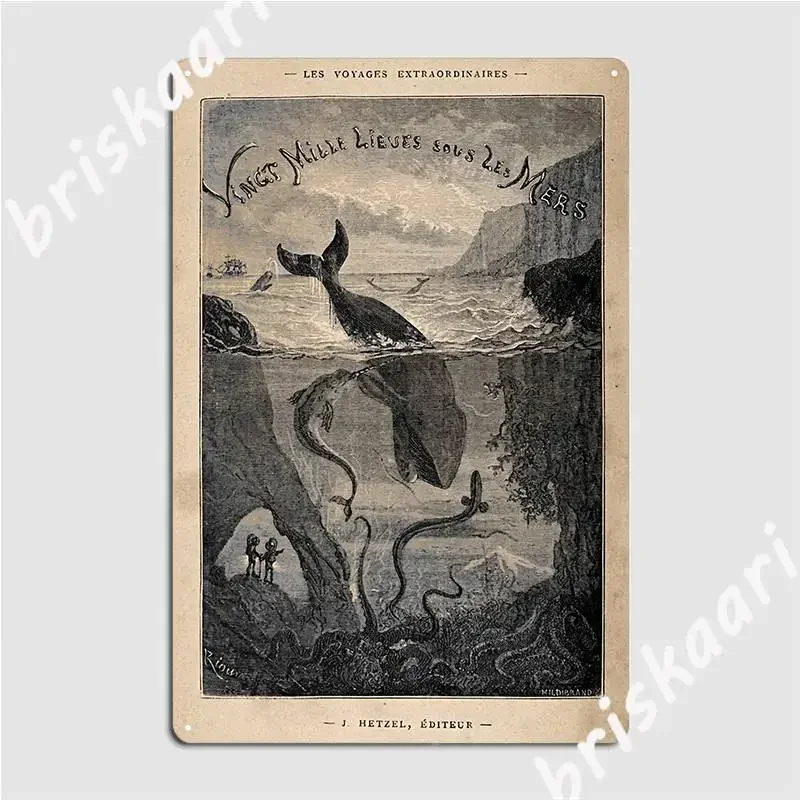 20 000 Leagues Under The Sea Frontispiece 1871 Metal Plaque Poster Garage Printing Bar Cave Rusty Wall Cave Tin Sign Poster