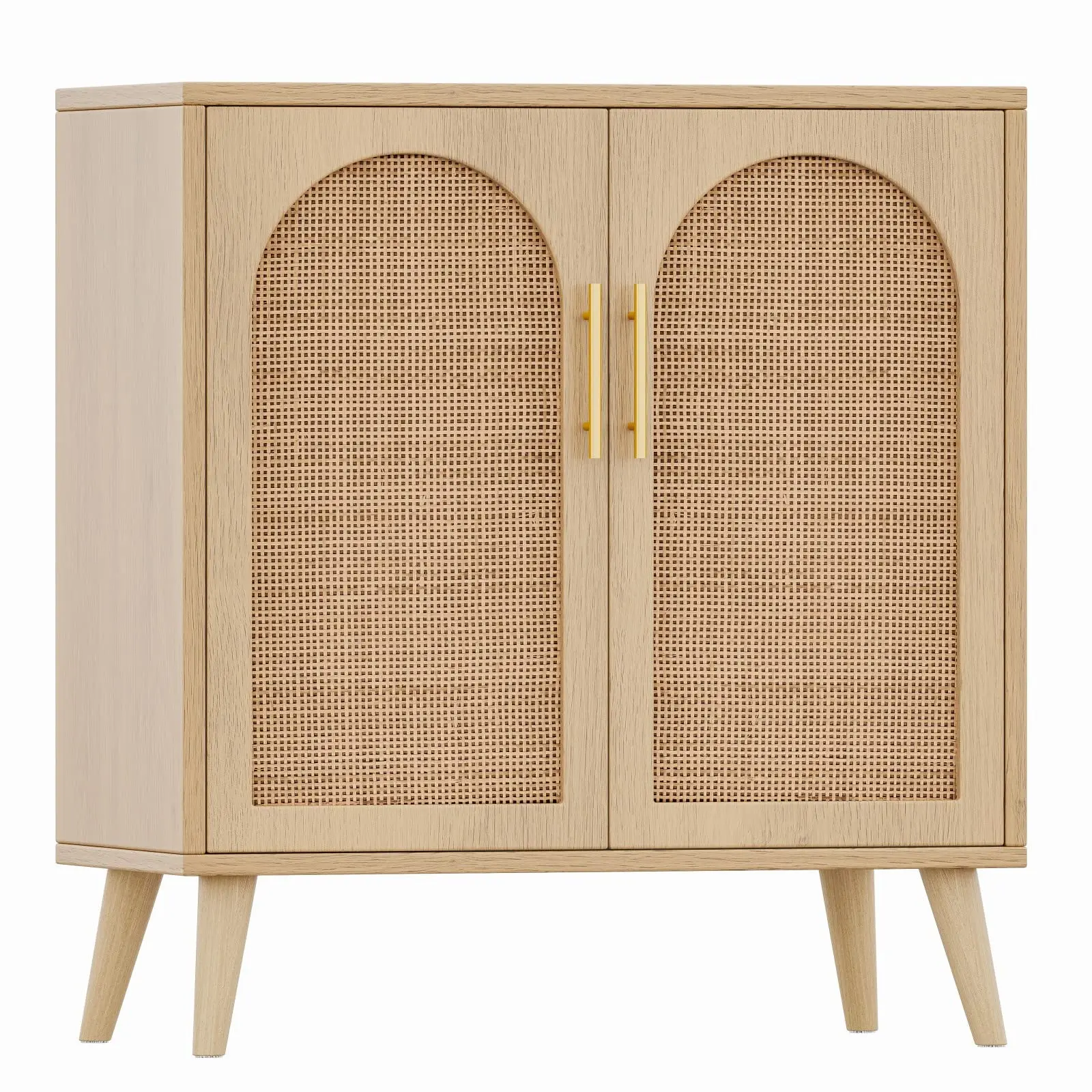 

Modern Accent Floor Cabinet Sideboard Buffet Cabinet Rattan Storage Cabinet with Doors for Living Room Entryway