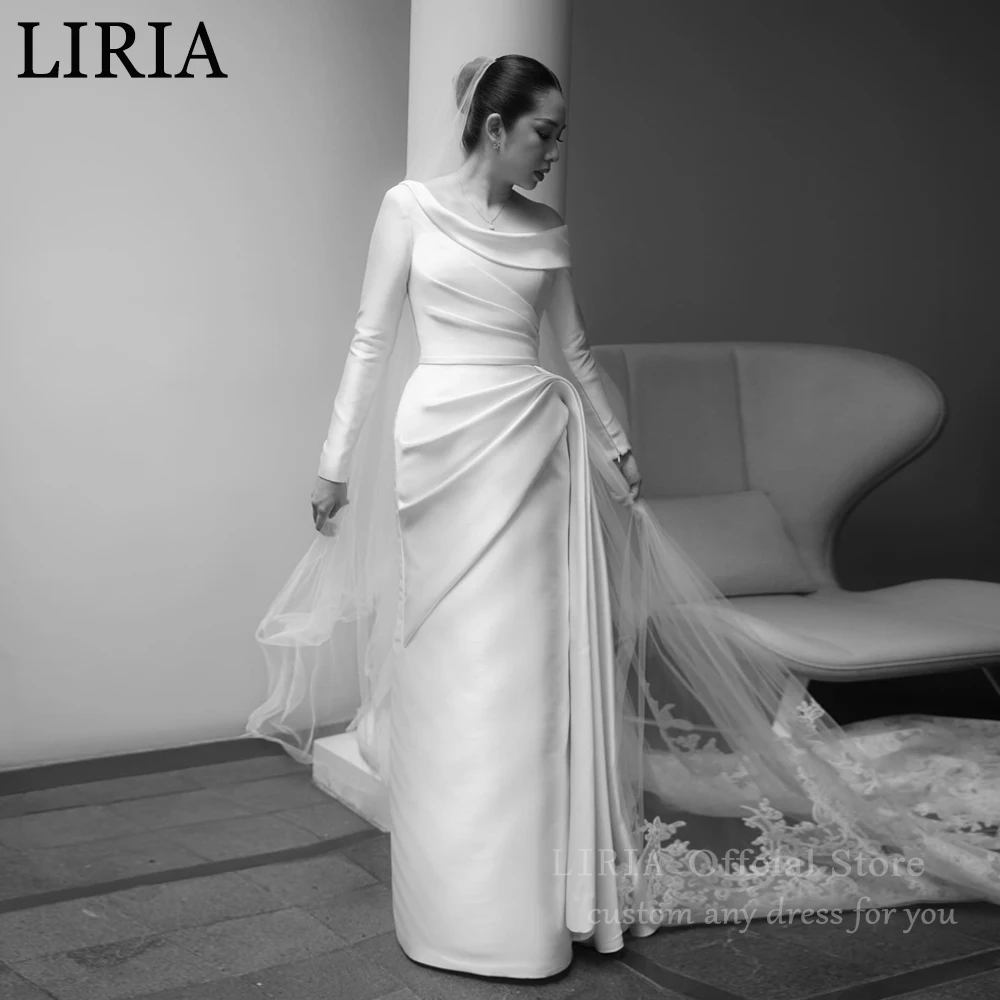 LIRIA Vestidos de Novia Sirena de Satén Suave Color Marfil, de un Solo Hombro, Largos, para Nikkah, 2026, Personalizados فساتين زفاف