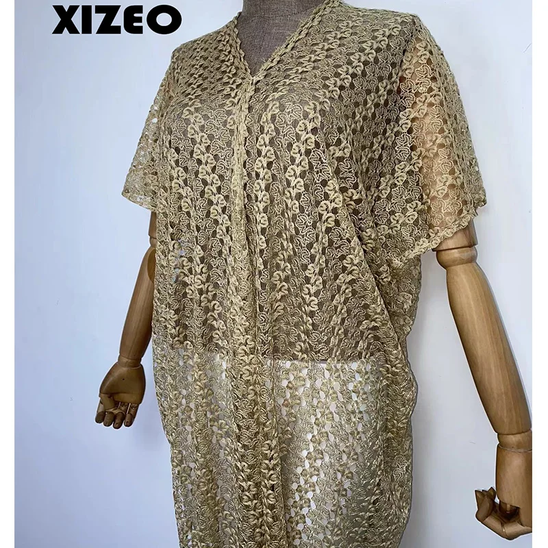 XIZEO  Elegant Autumn Winter Women Cardigan Kaftan Transpare African Holiday Free Size Long Sleeve Party Wedding Gift Kimono