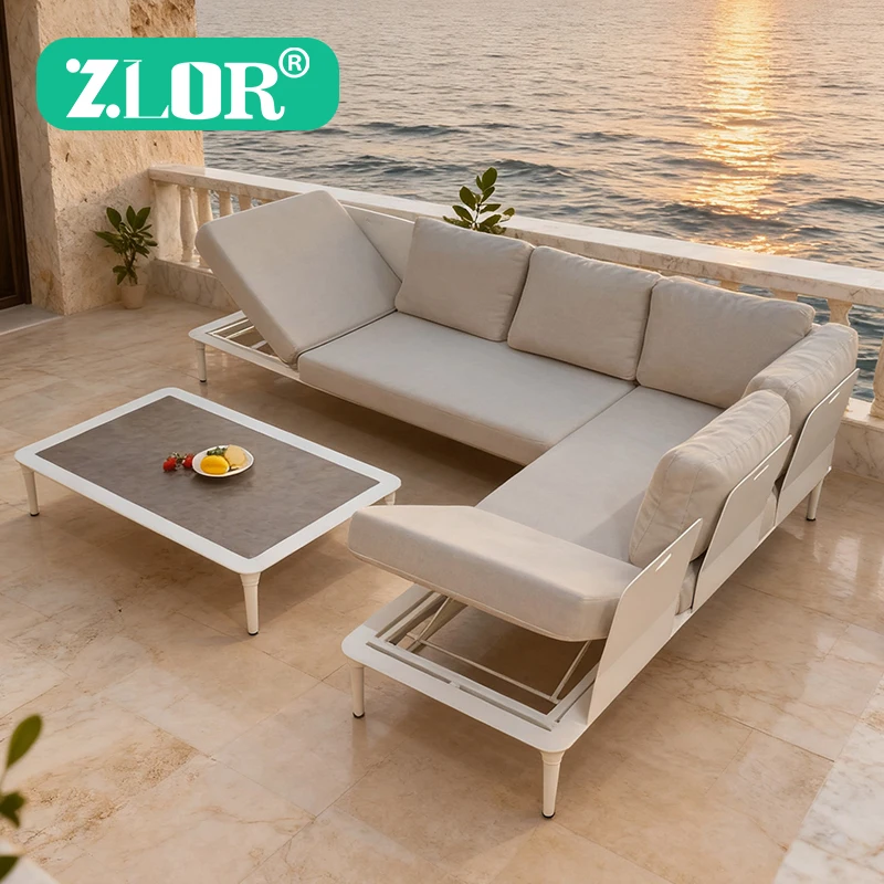 

Modern Aluminum Outdoor Sofa Set for Garden Patio Living Room & Hotel Use-Durable Waterproof Cushions