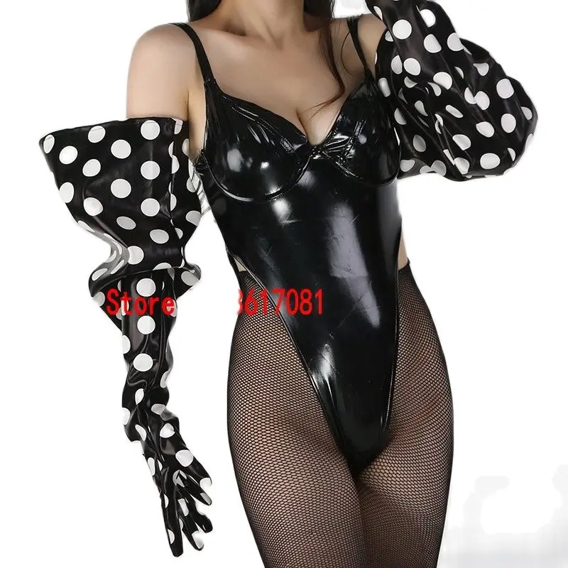 

Women's Big Wave Point Sexy Long Gloves 70cm Large Sleeve Loose Black faux leather Long Gloves Stage Costume Party Accessories