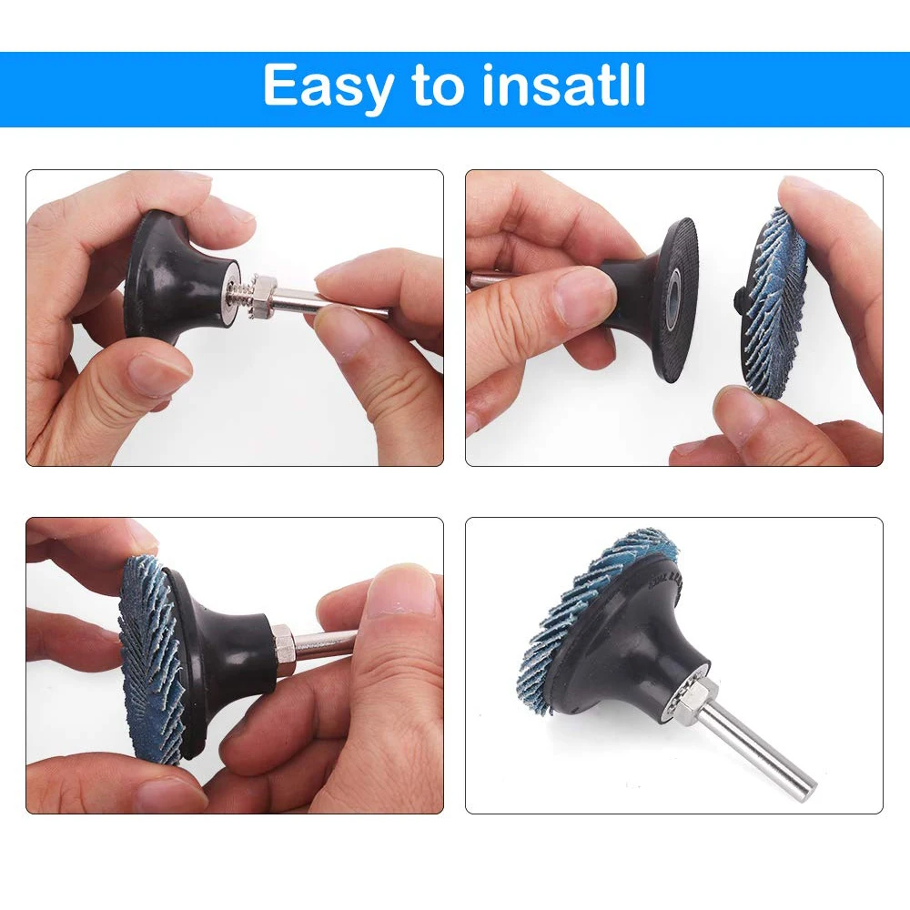 Herramienta abrasiva de 2 pulgadas, disco de lijado de grano 40/60/80/120 con soporte de almohadilla para amoladora angular, limpieza, pulido, soldadura de óxido