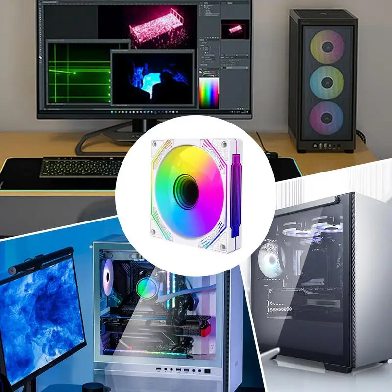 Computer Case Fan Computer Cabinet Cooler CPU Fan ARGB Case Cooler Fan 4pin PWM Silent Computer For Computer Case Liquid