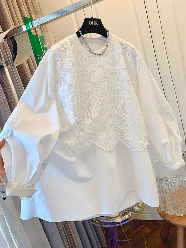 

Кружевной лоскутный топ большого размера Long Sve irt, мужской весенне-осенний новый дизайн e Top 2300, красивый и Sli