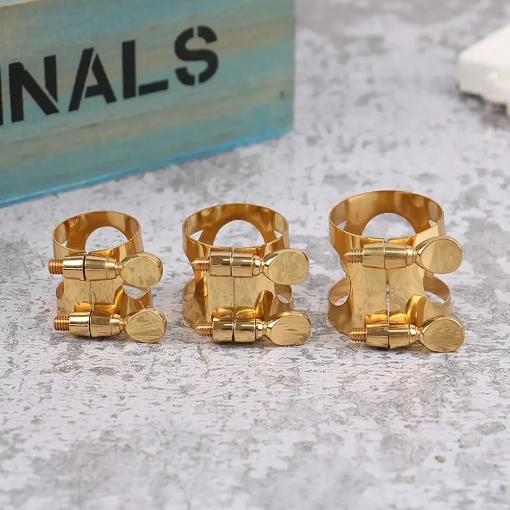 1Pcs Brass Saxophone Mouthpiece Clip with Adjustable Screw Alto/Tenor/Soprano Ligature Climp Snap Ring Fastener Cap