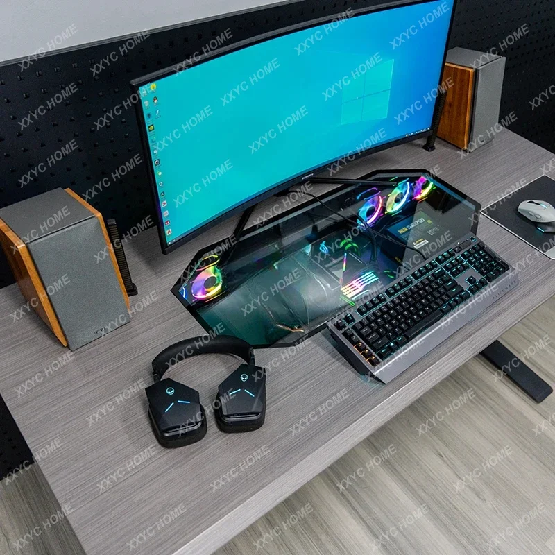 Transparent desktop assembly machine, drawer type large chassis, electric lifting e-sports table