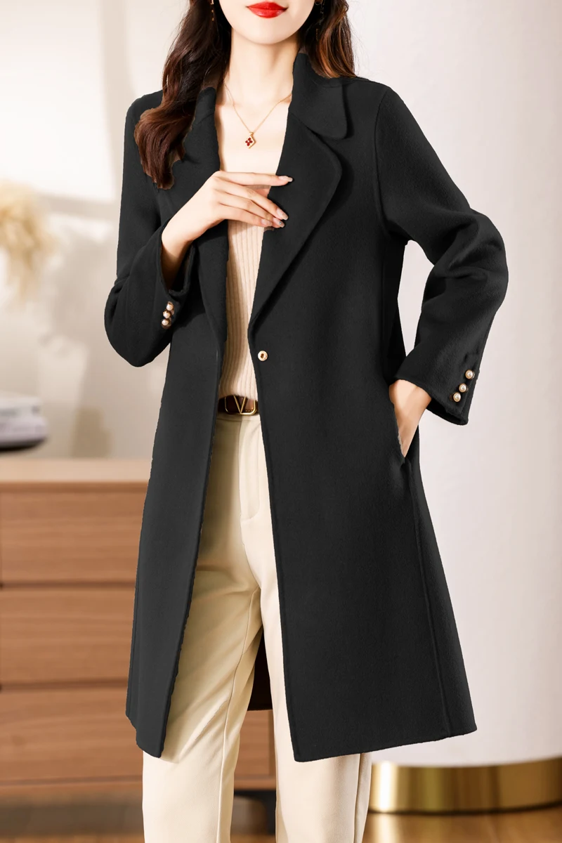 

Autumn and Winter New 100% Pure Wool Double sided Intimate Medium to Long Fashionable Simple Coat [No Returns Supported]