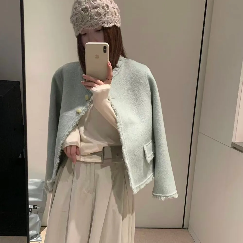 

Моющееся шерстяное пальто, женское корейское пальто, осенне-зимнее новое маленькое пальто Fraance, универсальный шерстяной топ Ele Long Sve