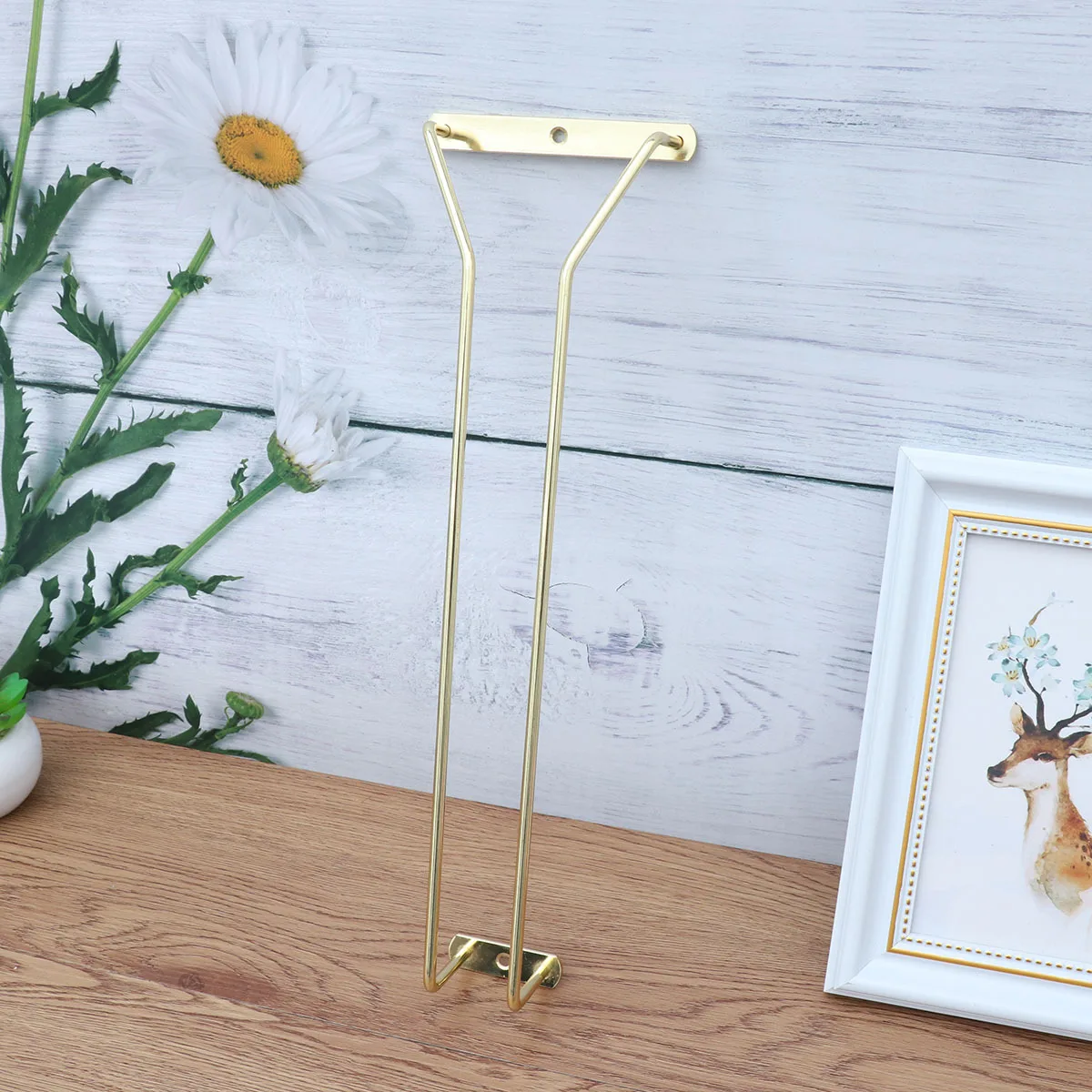 

Metal Wine Glass Holder Gold Rhodium Plating Anti-Rust Stemware Rack Under Cabinet Organizer for Kitchen Bar Storage