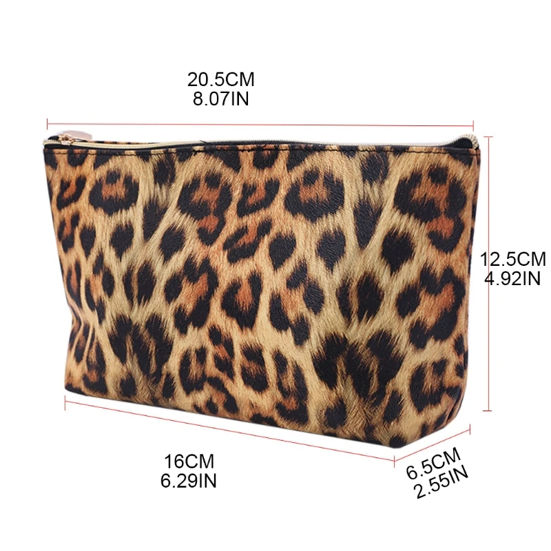 Printed Leopard Pattern Multifunction Purse Travel Makeup Cosmetic Bag Toiletry Pencil for Case