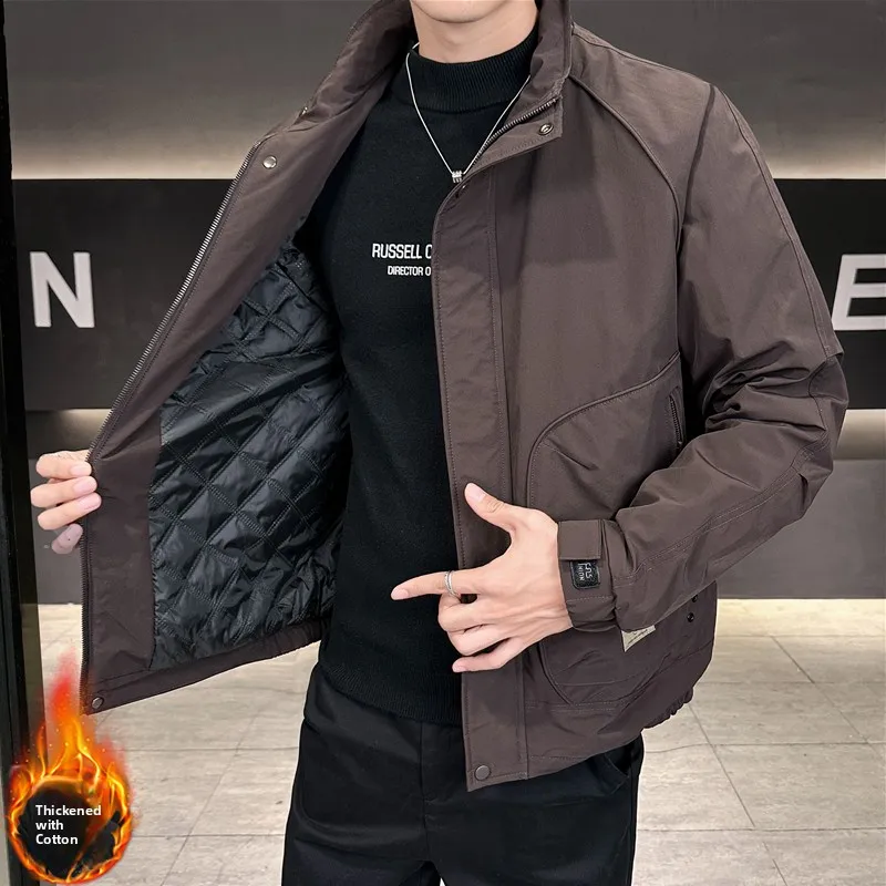 

Thiened Cotton Jaet Men's Faionable Sli Stand Collar Warmth Autumn Winter New Arrival Stand Fit Faion Urban Po...
