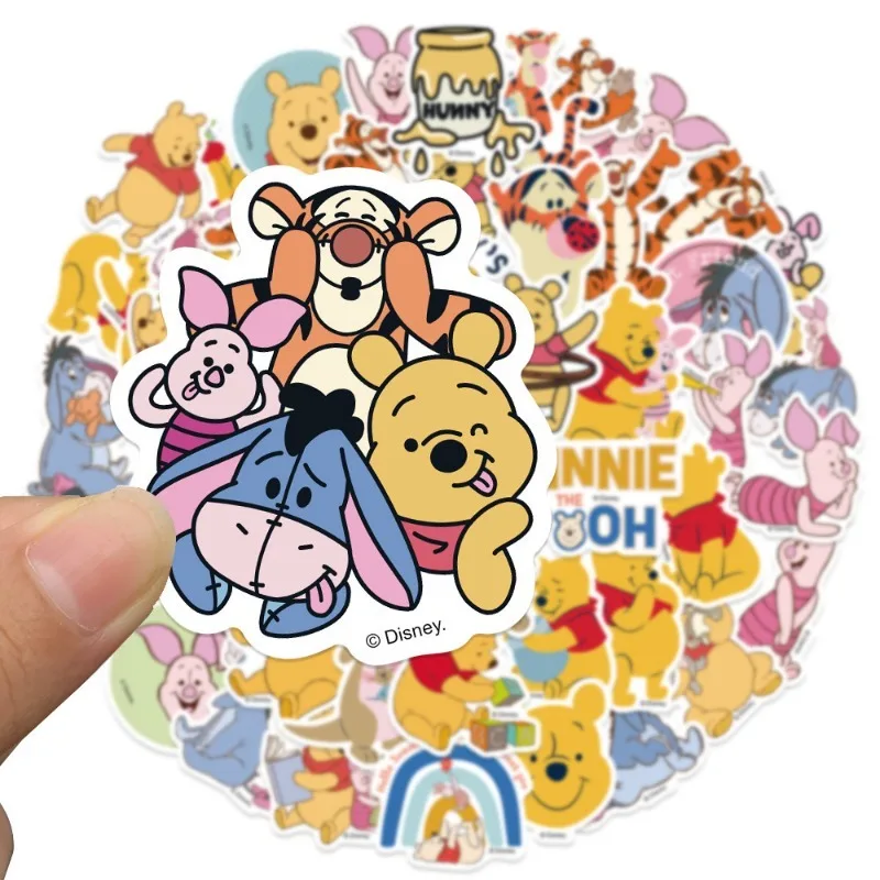 

50PCS Disney Kawaii Cartoon Anime Winnie The Pooh Notebook Phone Case Guitar Luggage Cup Children's Toy Sticker Wholesale