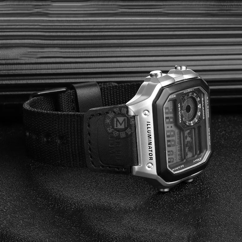 جديد الأخضر الأسود النايلون ساعة قماش الفرقة ل كاسيو G-SHOCK W-216H W-735H F-108WH W-215 AEQ-110W SGW-100 SGW-200 حزام ساعة اليد 18 مللي متر