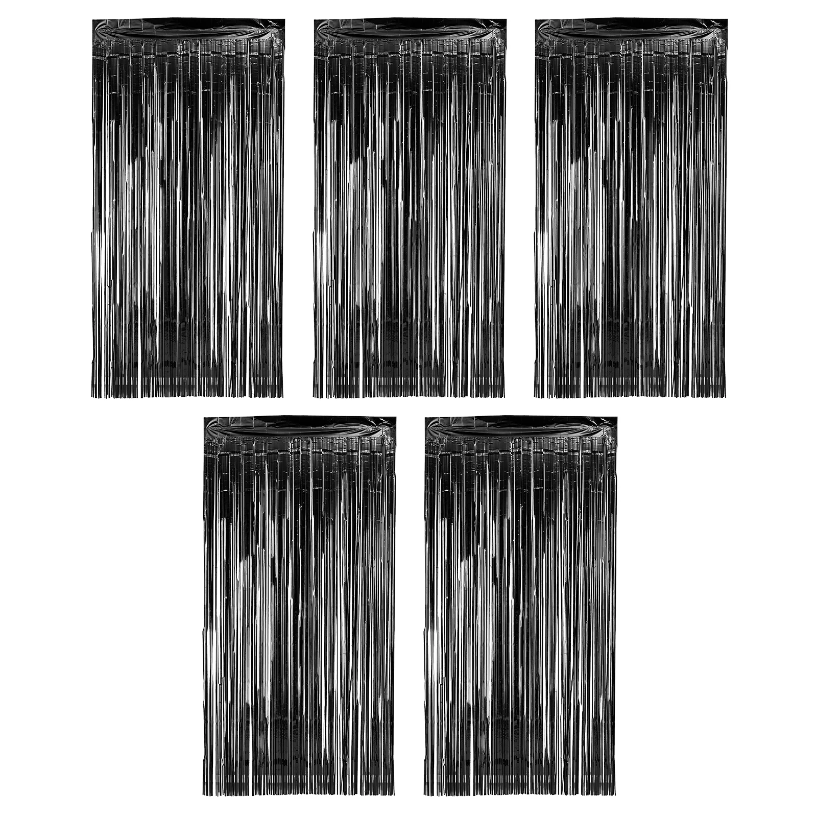 

5pcs Tinsel Curtain 1m Wide 2m High Black Thick Fringe Door Decorations Party Stage Background Wedding Baby Shower Backdrop