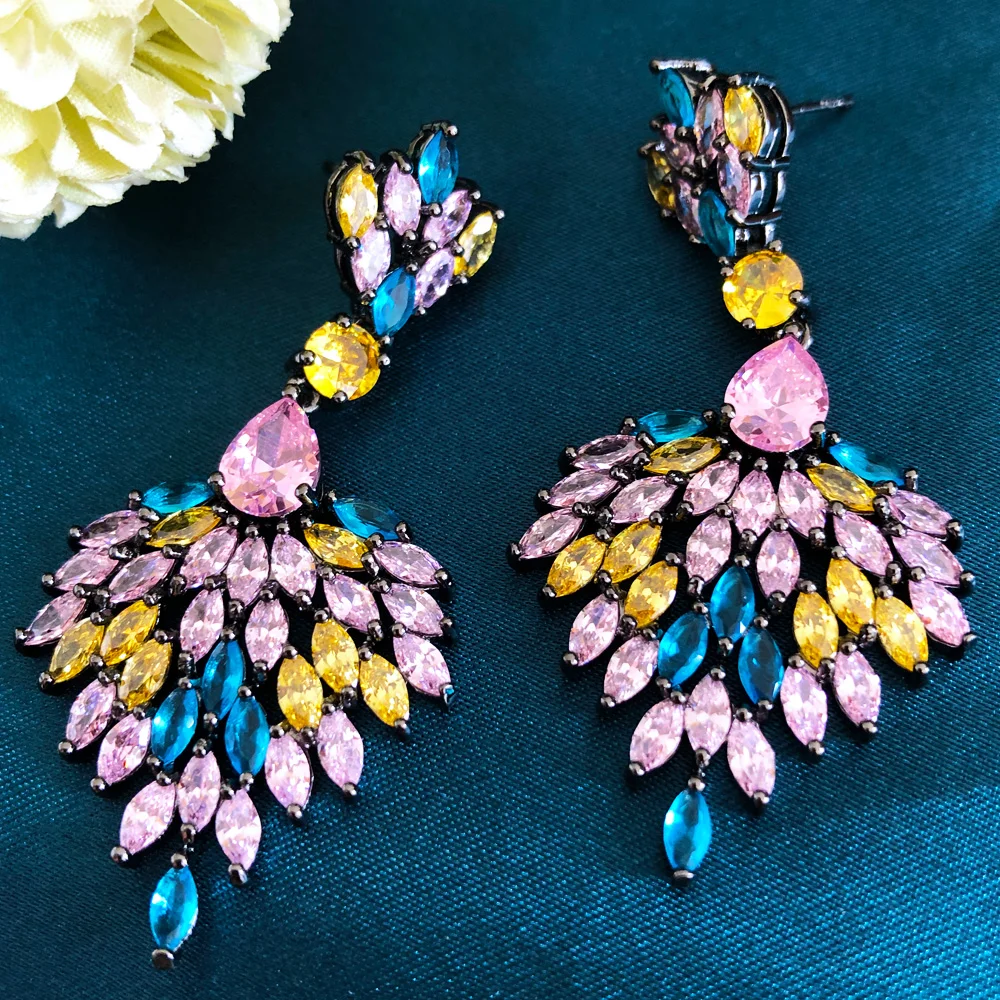 

Missvikki Hot Crystal CZ Noble Bridal Earring Fashion Jewelry Luxury Shiny Long Dangle Earrings For Women Wedding Cubic Zircon