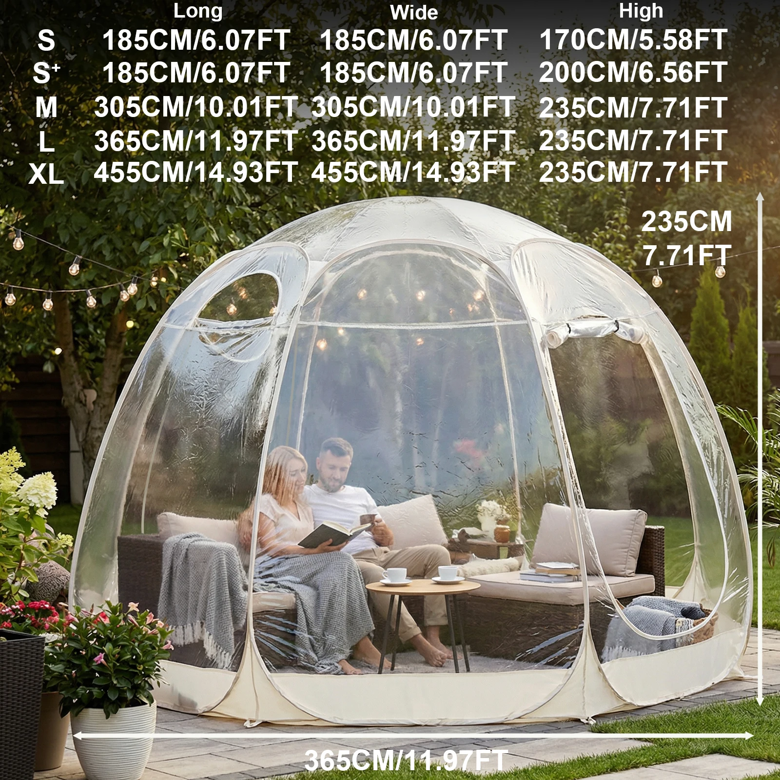 2-4 Person Pop Up Bubble Tent for Photo Shoots, Clear View Dome Shelter, Photogenic Transparent Gazebo