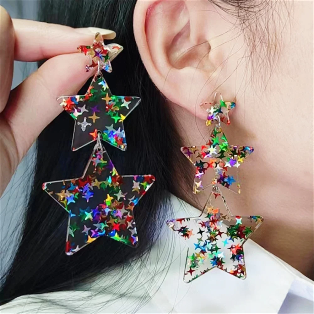 New Women'S Drop-Shaped Flower Bohemian Earrings Print Summer Cool Transparent Acrylic Ear Rings Gifts Accessories 2023 Fashion