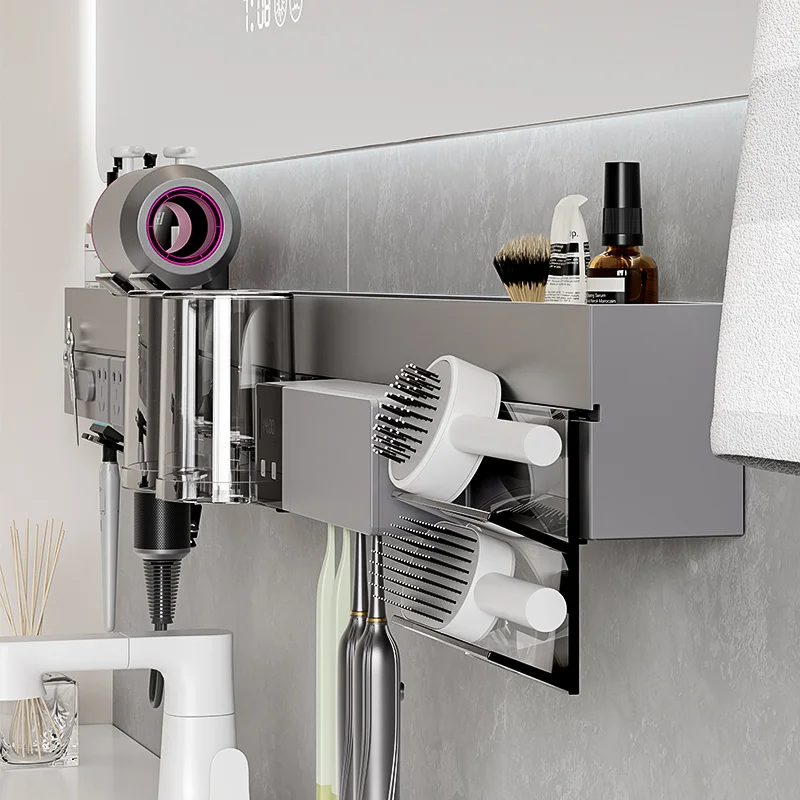 Smart mirror cabinet, toothbrush disinfection rack, hair dryer storage rack, integrated multi-functional bathroom rack