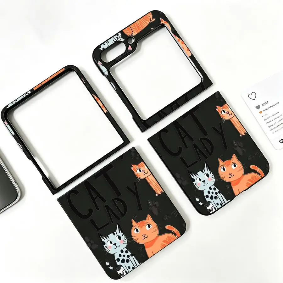 Crazy Cat Lady Case for Samsung Galaxy Z Flip 8 Flip5 Flip3 Flip4 Flip7 FE Flip6 Z Flip 7 6 5 4 3 Back Phone Cover Funda
