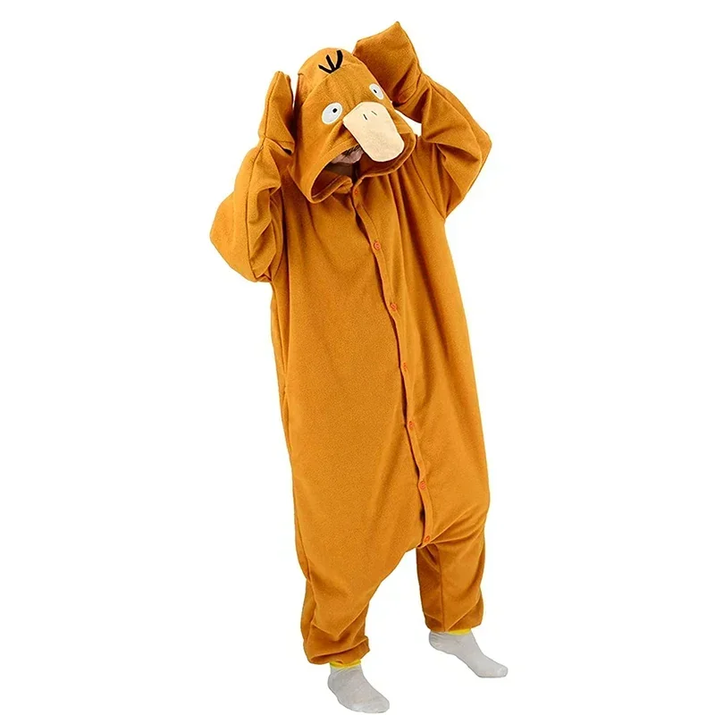 Psyduck Kigurumi نيسيس تأثيري حلي بطة منامة هالوين عيد الميلاد الصوف كامل الجسم بيجاما أنيمي ملابس خاصة دافئة Disfraz