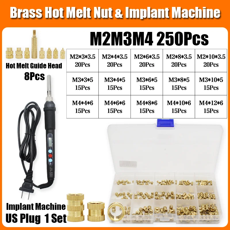 Messing-Wärme-Set-Einsatzmutter, elektrischer Lötkolben, 60 W, LCD-Digitalanzeige, einstellbare Temperatur, 220 V/110 V, 3D-Drucker, Kupfermutter – Detail 12