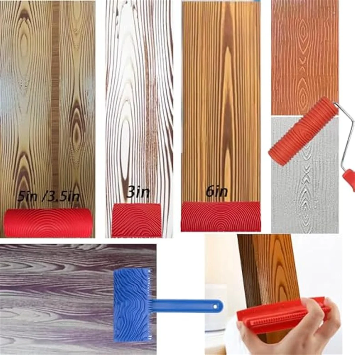 7Pcs Wood Grain Tool Set Wood Grain Painting Tool Wood Grain Roller Wood Texture Paint Tool DIY Pattern Painting Roller