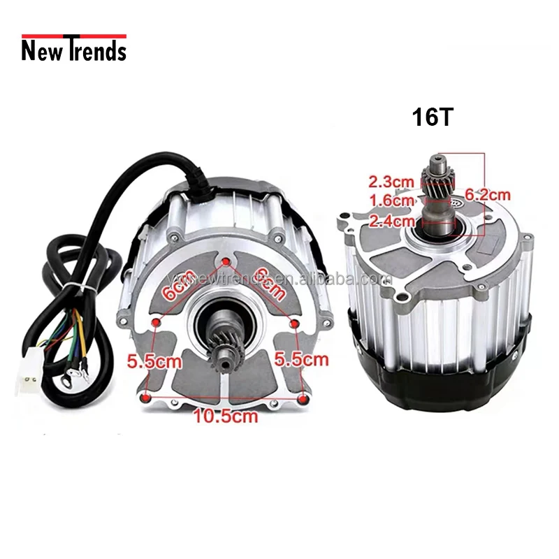 48V 60V 1000W 1200W High Speed DC Brushless Motor Differential Motor For Tricycle And Fourwheeler 16 Tooth Motor With Controller