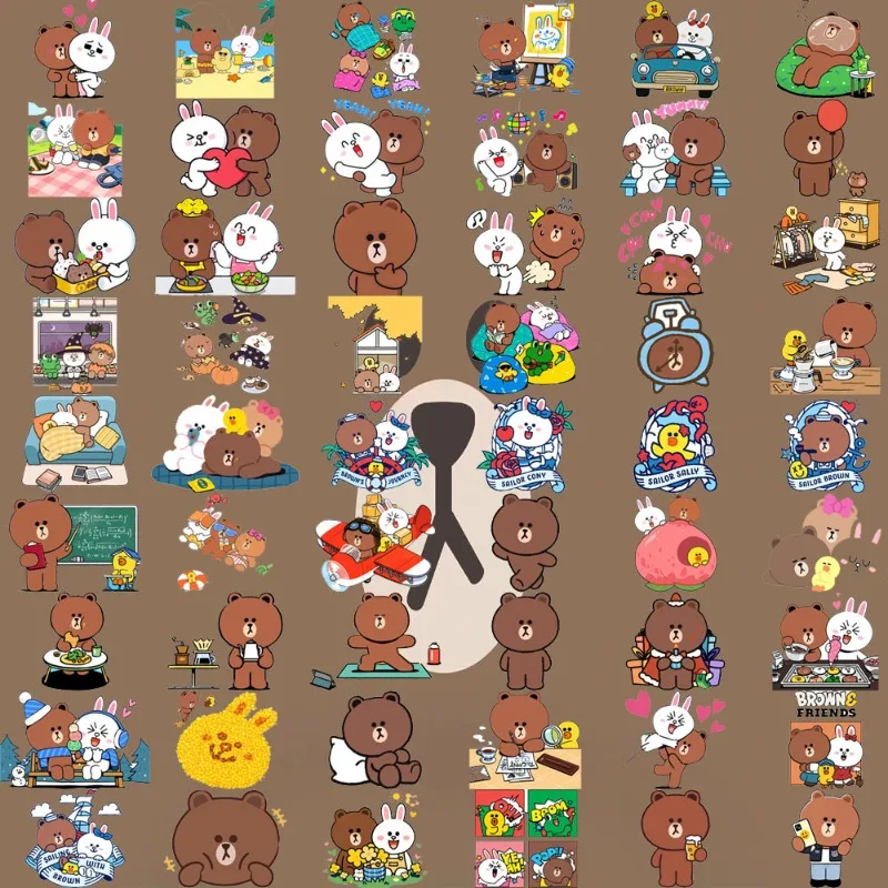 LINE FRIENDS Brown Cony Sally Anime-Style Decorative Stickers for Students’ Luggage Notebooks Phone Cases DIY Graffiti Stickers view 2