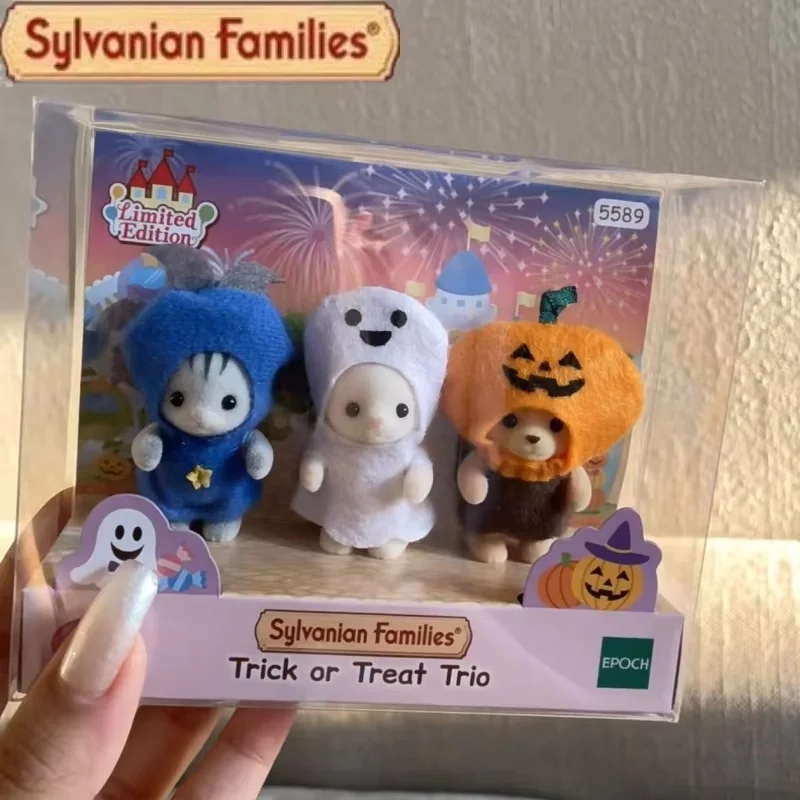 Gorąca sprzedaż oryginalne rodzie Sylvanian figurki Anime Halloween zestaw świąteczny jednorożec zabawka rodzinna krzyż opatrunek Party lalki prezenty