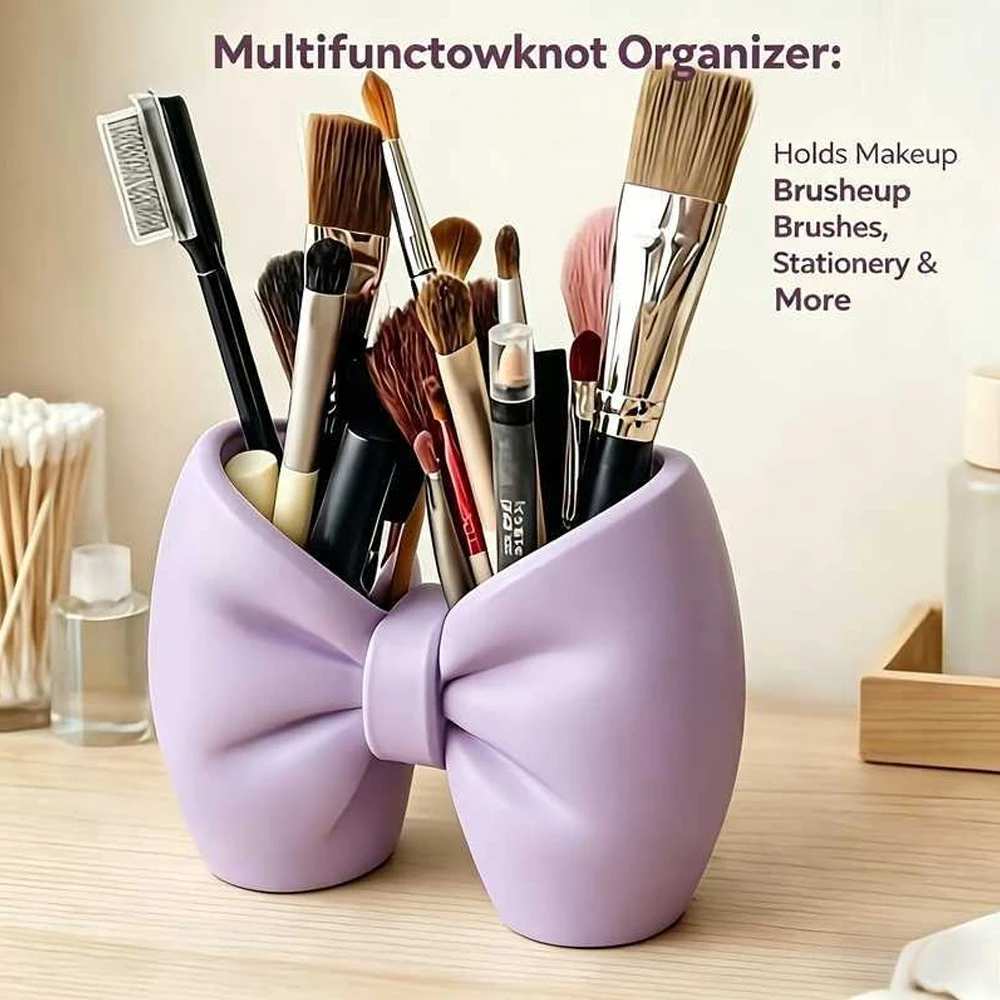 Cosmetic Storage Box, Bow-Shaped Storage Box, Toothbrush Holder, Suitable for Storing Makeup Brushes, Eyebrow Pencils, Eyelash Brushes, Etc., Hair Accessories Storage, Suitable for Home Use