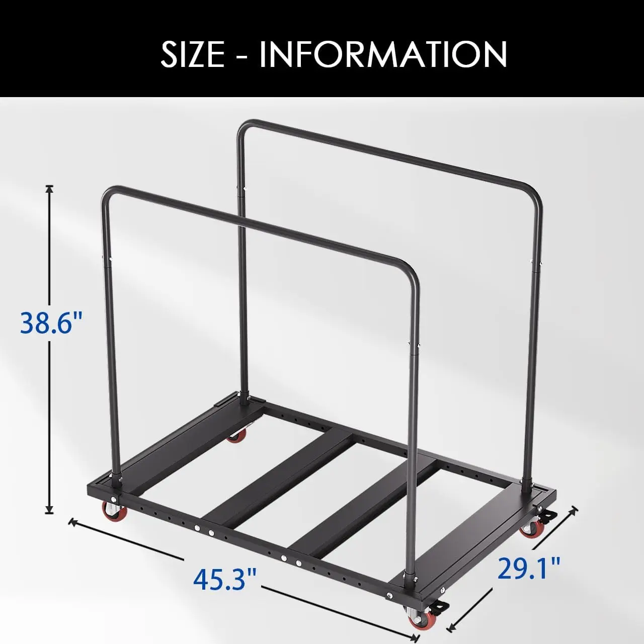 Folding Table Cart, Black Table Rack for 60” Round Tables and Oblong Tables, Heavy Duty Table Trolley Desk Trolley, Metal Frame