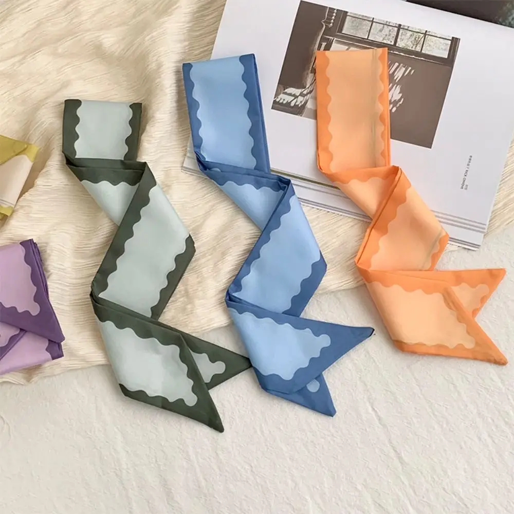 

Fashion Style Narrow Long Women Scarf Silk Material High-end Feel Chiffon Scarf Rubber Bag Versatile Hair Band Headwear