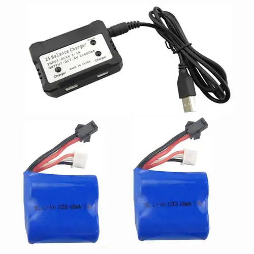 Syma Q2 Q3 Boat Battery 7.4V 600mAh 2 in 1 Charger Adaptor Box Spare Part Kit for RC Boat Skytech H100 H102 H106 Accessory