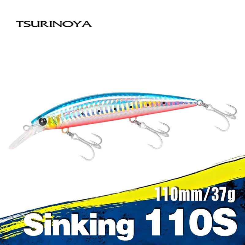 Тонущая рыболовная приманка TSURINOYA, 110 мм, 37 г, макс. 80 м, для морской рыбалки, искусственная жесткая приманка, волшебник, 110S, Джеркбейт,